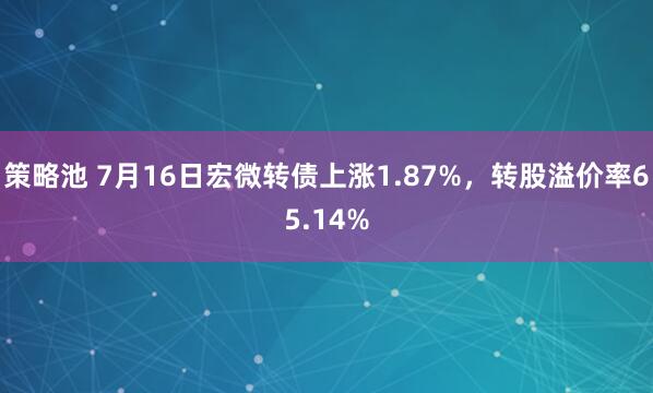 策略池 7月16日宏微转债上涨1.87%，转股溢价率65.14%